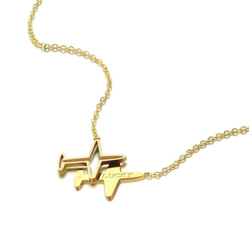 Colliers À Breloques 100% En Argent Sterling 925 Pour Femmes, Or Rose, Pendentif Avion, Ras Du Cou, Bijoux Porte Bonheur, Cadeau De Fête