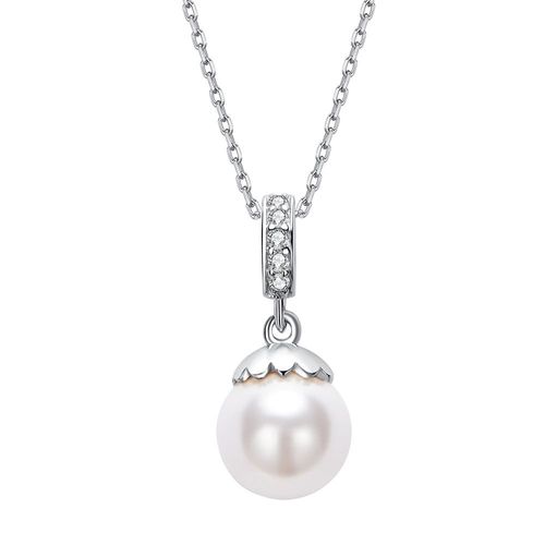 Collier Avec Pendentif En Argent Sterling 925, Perle Blanche, Zircone Cubique, Pour Femmes Élégantes, Cadeau, Bijoux Fins, Offre Spéciale