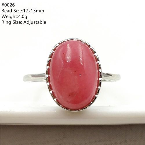 Bague Rose En Argent Sterling 925 Pour Hommes Et Femmes, Anneau En Rhodonite Rose Naturelle, Taille Réglable 16x12mm, Meilleure Perle Amour, Bijoux Aaaaa