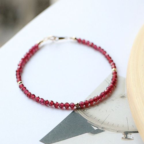 Bijoux À Facettes En Vrai Grenat 3mm, Perles Délicates, Bracelet, Bon Pour Le Nettoyage Du Sang Et La Santé, Cadeau Pour Femmes