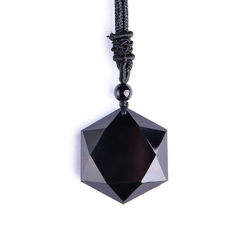 Lampe Flash En Obsidienne Noire Naturelle Authentique, Pendentif En Pierre Précieuse Hexagonale Six Étoiles, Sculpture De Collier 41mm 61mm, Livraison Directe Aaaaa