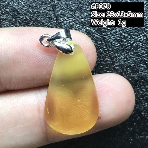 Collier Avec Pendentif En Ambre Jaune Naturel Authentique Pour Femmes Et Hommes, Perle De Cristal, Pierre En Argent, Bijoux Aaaaa