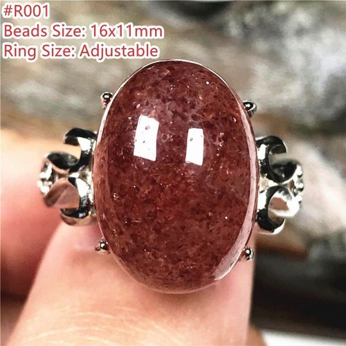 Bague En Quartz Naturel Pour Femmes Et Hommes, Bijou Ajustable En Cristal Et En Argent, Avec Perles Et Fraise Rouge, Cadeau D'amour De Guérison, Aaaaa