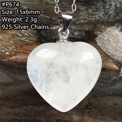 Pendentif En Pierre De Lune Naturelle Pour Homme Et Femme, Bijou De Guérison, Chaîne En Argent 925, Perles En Forme De C¿Ur, Reiki, Aaaaa