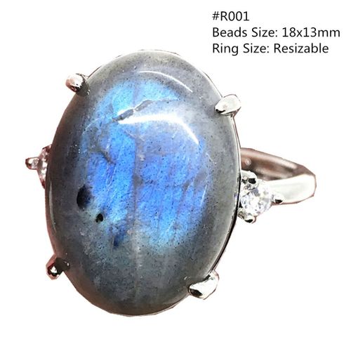 Bague En Labradorite Naturelle Pour Hommes Et Femmes, Bijoux En Cristal Jaune Bleu, Perles Ovales De Guérison, Porte Bonheur, Pierre De Lune, Anneau Ajustable Aaaaa