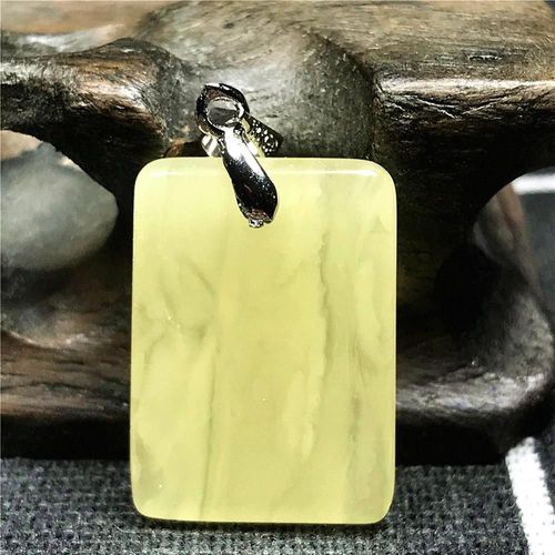 Collier À Pendentif En Ambre Jaune Naturel, Bijoux Pour Femme Et Homme, Cadeau De Guérison, Cristal 21x15mm, Perles Rectangulaires, Pierre Argent Aaaaa