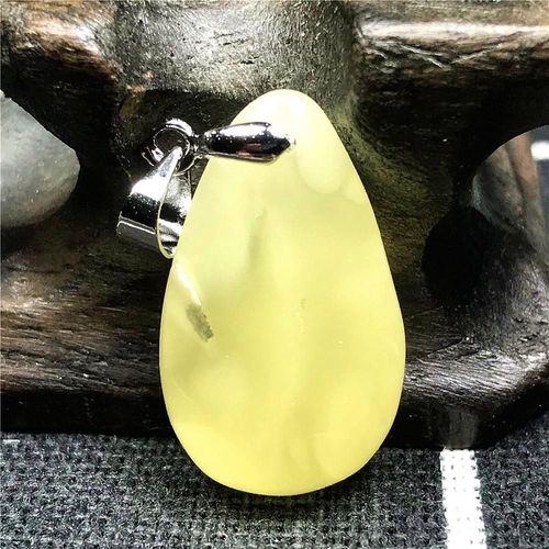 Pendentif En Ambre Jaune Naturel Pour Homme Et Femme, Bijou De Guérison, Pierre D'amour Reiki, Cristal Argenté, Perles De 22x13x6mm, Aaaaa