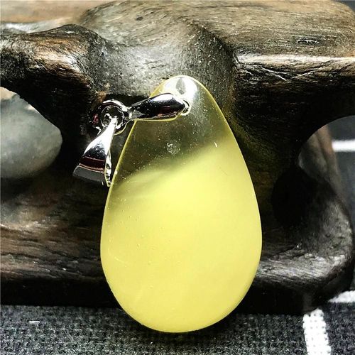 Collier Pendentif En Ambre Jaune Naturel Pour Homme Et Femme, Bijoux En Cristal, Perles Goutte D'eau, Pierre Reiki, Argent, Cadeau, 23x14x6mm, Aaaaa