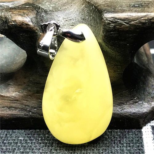 Pendentif En Pierre Naturelle Jaune Ambre, Bijoux Pour Femme Et Homme, Cadeau De Guérison Reiki, Cristal Argent 24x14x5mm, Perles De Beauté, Aaaaa