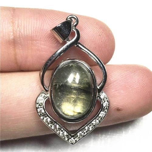 Pendentif Labradorite Jaune Clair Naturel Pour Femmes Et Hommes, Cadeau De Guérison, Cristal Argent 13x9mm, Perles Pierre De Lune, Bijoux Aaaaa