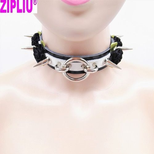 Collier En Cuir Punk Harajuku, Nouvelle Mode, Sexy, Ras Du Cou, Fleur, Rond, Rivets, Fait À La Main, Goth Torque Hot Rock