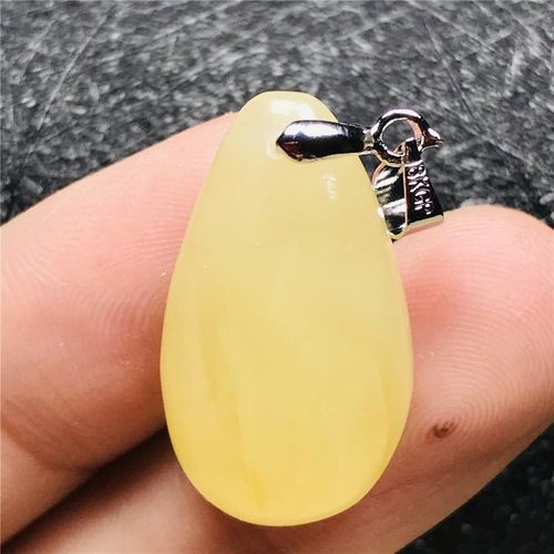 Pendentif En Pierre Naturelle Jaune Ambre Pour Femme Et Homme, Bijoux En Cristal Et Argent, Perles, Goutte D'eau, Reiki, 25x14x7mm, Aaaaa