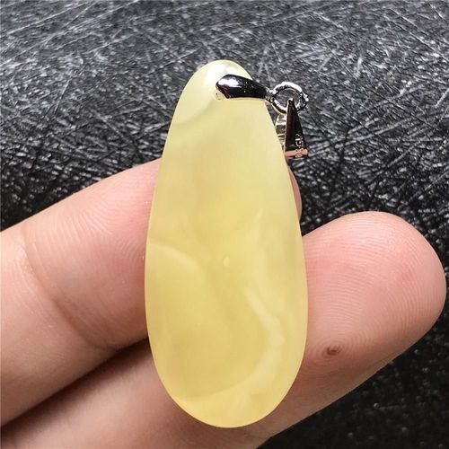 Bijoux Avec Pendentif En Forme De Goutte D'eau Pour Homme Et Femme, En Cristal Naturel Jaune Ambre, En Argent, 34x15x5mm, Aaaaa