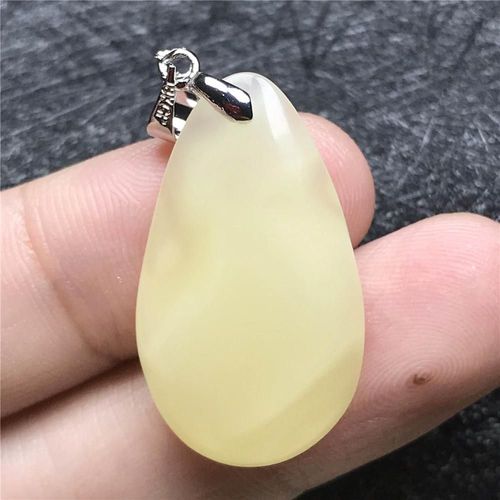 Collier Avec Pendentif En Forme De Goutte D'eau Pour Homme Et Femme, Bijou En Cristal Naturel Jaune Et Ambre, En Argent, Tailles 29x16x5mm, Aaaaa