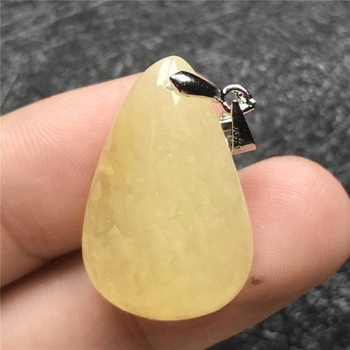 Bijoux Avec Pendentif En Forme De Goutte D'eau Pour Homme Et Femme, En Cristal Jaune Et Ambre, En Argent, 25x19x6mm, Aaaaa