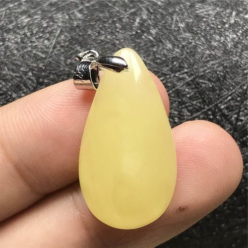 Pendentif En Ambre Jaune Naturel Pour Femme Et Homme, Bijoux En Cristal De Guérison, 26x13x6mm, Pierres Précieuses Reiki, En Argent, Aaaaa