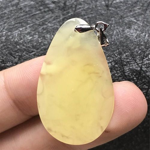 Bijoux Avec Pendentif En Ambre Jaune Naturel Pour Femme Et Homme, Pierres Précieuses De Beauté, En Cristal, Argent, 33x20x4mm, Aaaaa