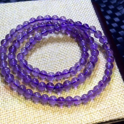 Bracelet De Perles Rondes En Quartz Améthyste Lavande Naturelle Véritable, Cristal Clair, 6mm, 3 Tours, Bijoux Pour Femmes Et Hommes, Collier De Guérison, Aaaaa