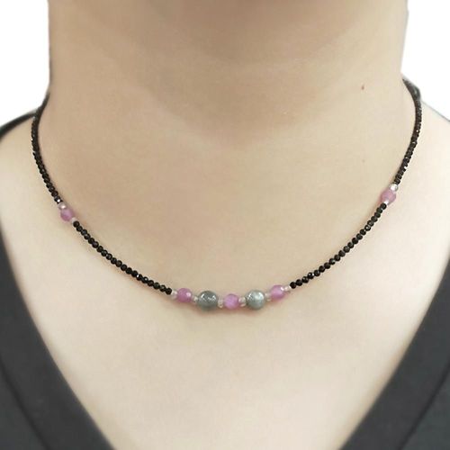 Lily Bijoux Spinelles Rubys Labradorite Perles Collier Ras Du Cou Pierre Naturelle Bijoux Populaires Pour Les Femmes Beau Cadeau 39 42cm