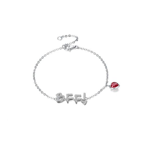 Bracelet En Forme De C¿Ur Pour Femme, En Argent Sterling S925, Cristal Rouge, Chaîne, Bijoux Fins Et Élégants Pour Mariage