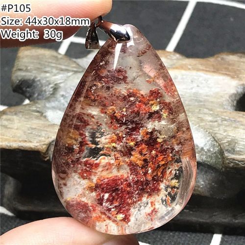 Pendentif Fantôme Quartz Rouge Naturel, Bijoux Pour Femmes Et Hommes, Cadeau De Beauté, Cristal Argent, Perles Fantôme De Jardin Transparent, Pierre Précieuse Aaaaa