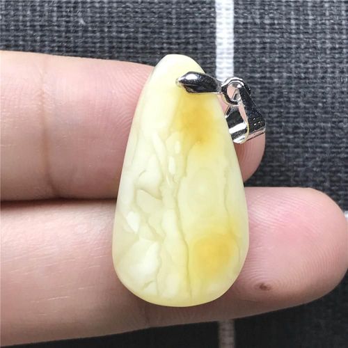 Bijoux À Pendentif En Ambre Jaune Naturel Pour Femmes Et Hommes, Cadeau De Guérison, Cristal Argent 27x15x5mm, Perles En Pierre Reiki Aaaaa