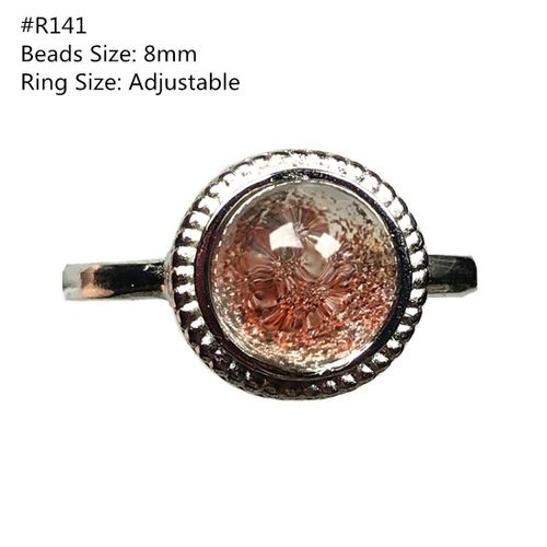 Bague À Quartz Fantôme Rouge Naturel 100%, Bijoux Pour Homme Et Femme, En Argent Et Cristal, Perles Ovales De Jardin, Anneau Réglable Aaaaa