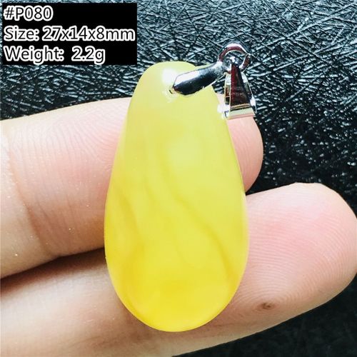 Pendentif Jaune Ambre Naturel 100% Pour Femmes Et Hommes, Cadeau Porte Bonheur, Perles De Cristal, Goutte D'eau, Collier En Argent, Bijoux Aaaaa