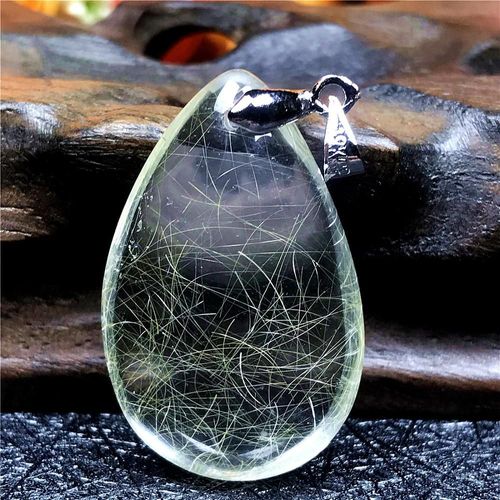 Pendentif En Quartz Rutilé En Or Naturel Pour Femme Et Homme, Bijoux En Cristal Argenté, Perles 31x20x9mm, Reiki