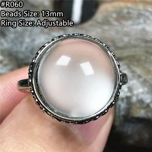 Bague En Pierre De Lune Naturelle Pour Homme Et Femme, Anneau Ajustable En Argent Et Cristal Blanc, Perles De Lumière, Amour, Chance, Guérison, Aaaaa