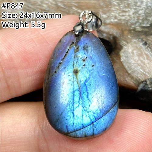 Pendentif En Labradorite Naturelle, Bijoux Pour Femmes Et Hommes, Perles En Argent, Cadeau De Guérison, Cristal Jaune Bleu, Pierre De Lune, Pierre Précieuse Aaaaa