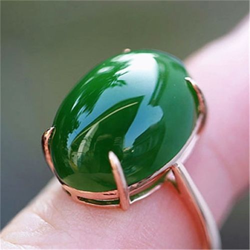 Grande Bague En Jade Vert Naturel 18x13mm Pour Femmes Et Hommes, Bijou Ajustable En Pierre, Pour La Guérison De La Richesse, La Chance, Cadeau D'amour, Perles, Aaaaa