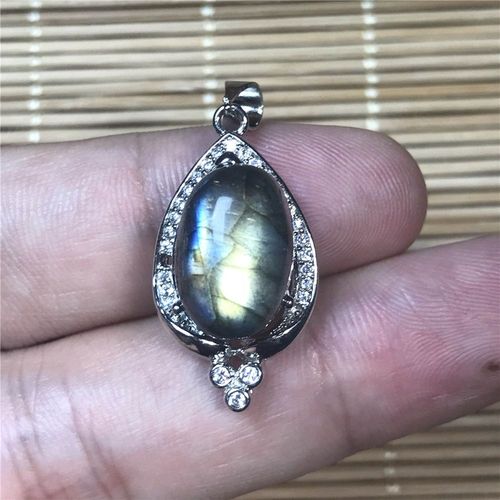 Pendentif En Labradorite Naturelle Pour Femme Et Homme, Breloque Arc En Ciel, Lumière Bleue, Pierre De Lune, 26x14x11mm, Aaaaa, Livraison Directe