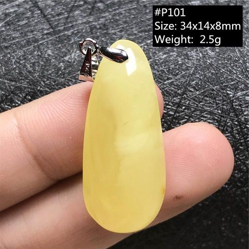 Pendentif Jaune Ambre Naturel Pour Femmes Et Hommes, En Cristal 34x14x8mm, Perles, Pierre Précieuse, Collier En Argent, Cadeau, Bijoux Aaaaa