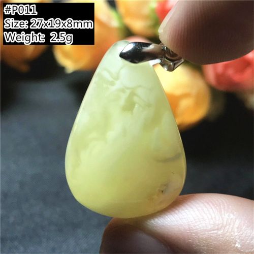Pendentif Jaune Ambre Naturel Pour Femmes Et Hommes, Cadeau De Chance, Perles De Cristal, Goutte D'eau, Collier En Argent, Bijoux Aaaaa
