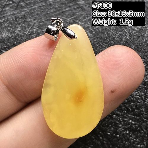 Pendentif Jaune Ambre En Cristal Naturel Véritable Pour Femmes Et Hommes, Perles Porte Bonheur, Goutte D'eau, Collier En Argent, Bijoux Aaaaa