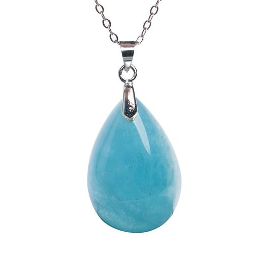 Pendentif Rond En Cristal D'aigue Marine Bleu Naturel 2019, Aigue Marine Océan, 27x18x10mm, Reiki Homme Femme, Livraison Directe Aaaaa