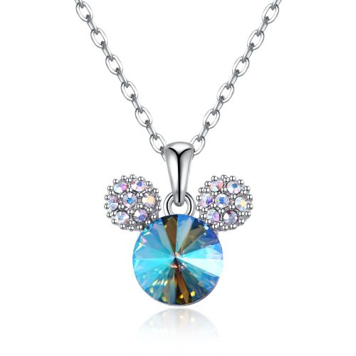 Collier Avec Pendentif Souris, En Argent Sterling 925, Cristal Autrichien, Bleu, Adorable, Bijoux Fins, Cadeau Pour Petite Amie, Nouveau 2021