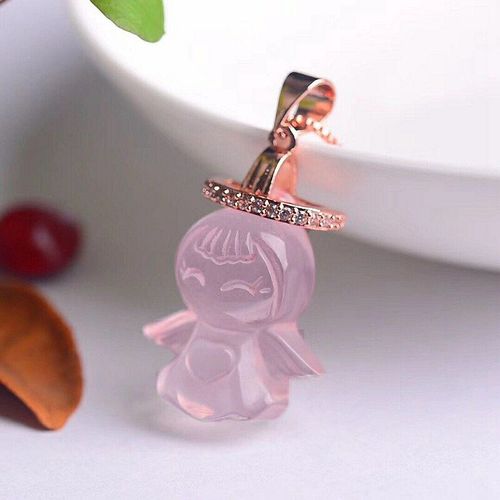 Collier En Quartz Rose Naturel Véritable, Citrine Améthyste, Pendentif Ange, Bijoux Pour Femmes Et Hommes, 19x15mm, Aaaaa