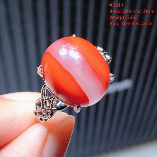 Bague En Agate Rouge Du Sud Pour Hommes Et Femmes, Perle Ajustable, Ovale, En Argent Sterling 925, Bijoux En Cristal, Aaaaa