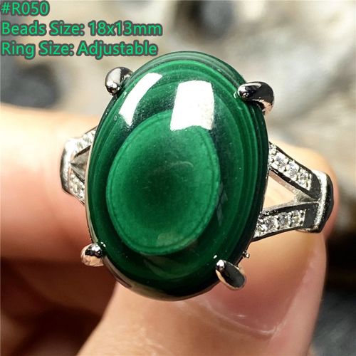 Bague En Malachite Et Chrysocolla Pour Femme Et Homme, Bijou En Argent Vert Naturel, Perles Ovales, Cadeau Porte Bonheur, Ajustable, Aaaaa