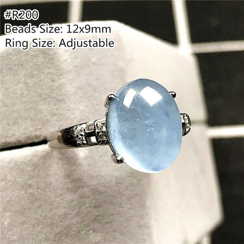 Bague Aigue Marine Bleu Océan Naturel, Bijoux Pour Femmes Et Hommes, Perles Ovales En Cristal, Pierres Précieuses Transparentes, Bague Ajustable, Aaaaa