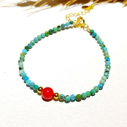 Lily Bracelet Turquoise Pour Bijoux, En Argent Sterling 925, Couleur Or, Corail Rouge, Porte Bonheur, Aide La Négativité Livraison Directe