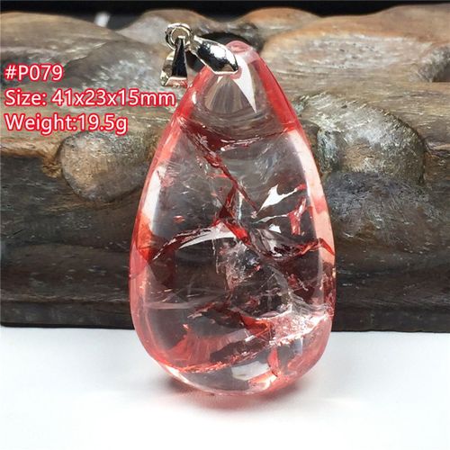 Pendentif À Quartz Fantôme Rouge En Limonite Naturelle Pour Femmes Et Hommes, Perles De Guérison, Cristal Clair, Argent, Pierres Précieuses Rares, Aaaaa
