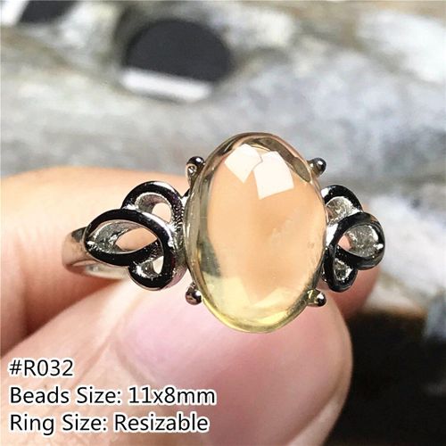 Bague À Quartz En Citrine Naturelle Pour Femmes Et Hommes, 11x8mm, Perles, Argent, Jaune, Guérison, Pierre Précieuse, Ajustable, Aaaaa