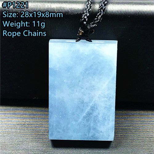 Collier Pendentif En Aigue Marine Bleu Océan Naturel Pour Femme Et Homme, Bijoux En Cristal, Perles, Pierres Précieuses, Cadeau De Guérison, 28x19x8mm, Aaaaa