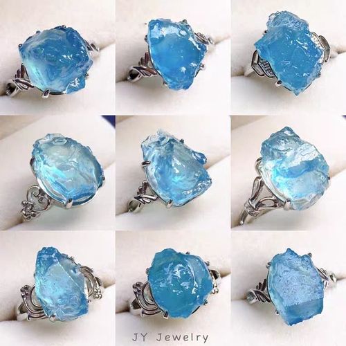 Bague En Cristal D'aigue Marine Bleu Naturel Authentique, Anneau Réglable En Argent 925, 18x13mm, Matière Première Transparente, Perles Aaaaa