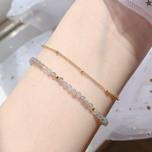 Bracelet Délicat En Argent Sterling 925 Pour Hommes Et Femmes, Bijoux Lys Labradorite, Couleur Or, 7 À 8 Pouces, Mode Bohème, Joli Cadeau