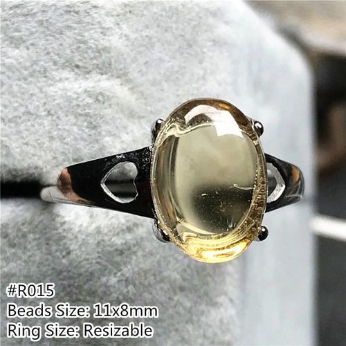 Bague En Citrine Naturelle Pour Femmes Et Hommes, Perles Ovales En Quartz, Argent, Jaune, Guérison, Chance, Amour, Pierre Précieuse, Anneau Ajustable Aaaaa