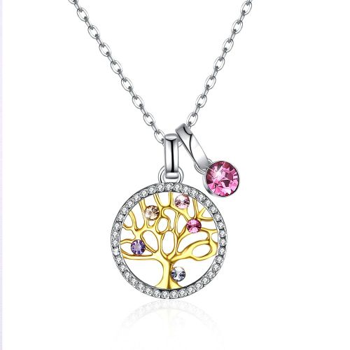 Collier Coloré En Argent Sterling S925 Pour Femmes, Avec Pendentif En Forme D'arbre De Vie Doré, Cadeau D'anniversaire